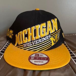 Michigan Wolverines New Era 9Fifty Snapback Hat Cap Retro Spell Out Embroidered